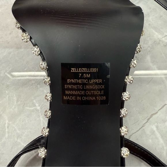 NWOT Women’s Steve Madden Zelle Black Rhinestone High Heel Sandals Size 7.5 - Picture 15 of 16
